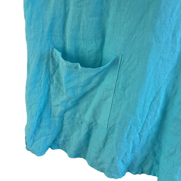 MatchPoint turquoise linen blend cowl neck tunic   L LAGENLOOK beachy minimalist - Picture 6 of 13